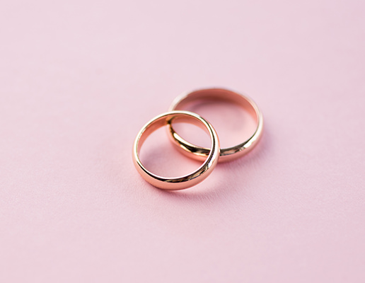 Wedding rings on a white background