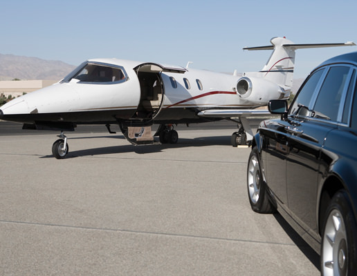 private jet and limosine